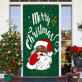 Aperturee - Green Santa Claus Snowy Merry Christmas Door Cover